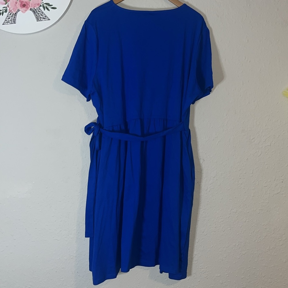 Blue Wrap Dress With Pockets - Picture 7 of 7